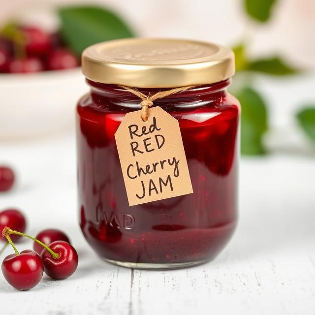 tarsus-dogal-kirmizi-kiraz-receli-ev-yapimi-geleneksel-yayla-uretimi-katkısız-cam-kavanozda-taze-meyve-yoğun-kivamli-glikozsuz-kahvaltilik-recel-lezzeti 